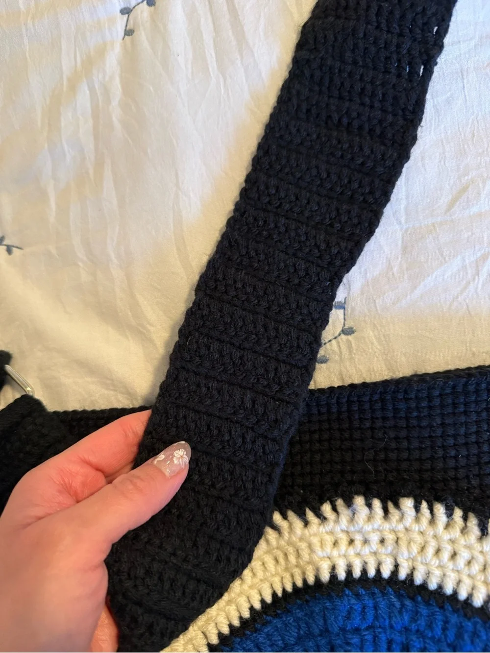 Evil Eye Hand-Crocheted Black Shoulder Bag